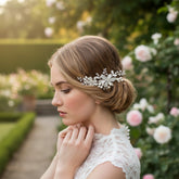 ATHENA COLLECTION - FLORAL ROMANCE HAIR COMB - (HC153) SILVER