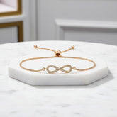 CUBIC ZIRCONIA COLLECTION - ADJUSTABLE CRYSTAL INFINITY BRACELET - ROSE GOLD (BRA25)