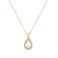 CUBIC ZIRCONIA COLLECTION -PRECIOUS PEARL NECKLACE CZNK59 (ROSE GOLD)