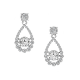 CUBIC ZIRCONIA COLLECTION - DAINTY CRYSTAL EARRINGS - (CZER422) SILVER