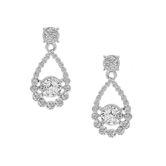 CUBIC ZIRCONIA COLLECTION - DAINTY CRYSTAL EARRINGS - (CZER422) SILVER