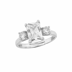 CUBIC ZIRCONIA COLLECTION - MEGHAN ADJUSTABLE RING -R3 SILVER