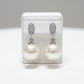 CUBIC ZIRCONIA COLLECTION - DAINTY PEARL DROP EARRINGS - CZER427