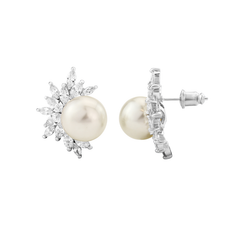 CUBIC ZIRCONIA COLLECTION - DAZZLING PEARL EARRINGS - CZER428