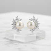 CUBIC ZIRCONIA COLLECTION - DAZZLING PEARL EARRINGS - CZER428