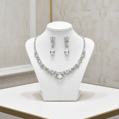ATHENA COLLECTION - CRYSTAL ENCHANTMENT NECKLACE SET - SILVER (NK166)