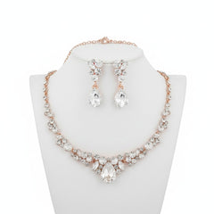 ATHENA COLLECTION - CRYSTAL ENCHANTMENT NECKLACE SET - ROSE GOLD (NK166)