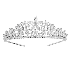 CUBIC ZIRCONIA COLLECTION - EXQUISITE FLORAL TIARA - ABH-11