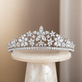 CUBIC ZIRCONIA COLLECTION - EXQUISITE FLORAL TIARA - ABH-11