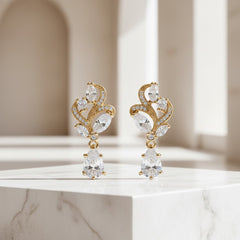 CUBIC ZIRCONIA COLLECTION - BEJEWELLED EARRINGS - ER312 (GOLD)