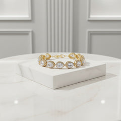 CUBIC ZIRCONIA COLLECTION - EXQUISITE CRYSTAL TREASURE BRACELET - CZBRA27 (GOLD)