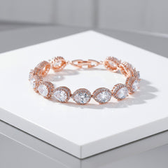 CUBIC ZIRCONIA COLLECTION - EXQUISITE CRYSTAL TREASURE BRACELET - CZBRA27 (ROSE GOLD)