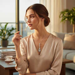 CUBIC ZIRCONIA COLLECTION - STARLET SPARKLE NECKLACE - CZNK75 ROSE GOLD