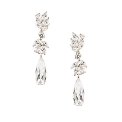 CUBIC ZIRCONIA COLLECTION - CHIC CHANDELIER EARRINGS - CZER436 SILVER