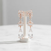 CUBIC ZIRCONIA COLLECTION - CHIC CHANDELIER EARRINGS - CZER436 ROSE GOLD