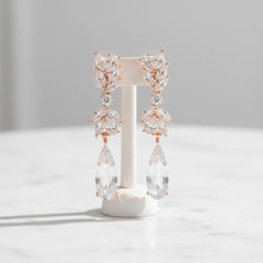 CUBIC ZIRCONIA COLLECTION - CHIC CHANDELIER EARRINGS - CZER436 ROSE GOLD