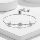 ATHENA COLLECTION - CRYSTAL STARBURST ADJUSTABLE BRACELET - CZBRA28 - SILVER