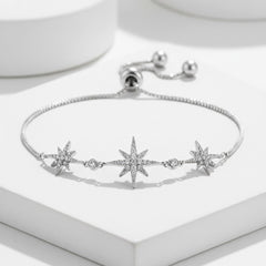 ATHENA COLLECTION - CRYSTAL STARBURST ADJUSTABLE BRACELET - CZBRA28 - SILVER