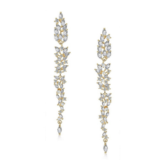 CUBIC ZIRCONIA COLLECTION - DAINTY STARLET CHANDELIER EARRINGS - GOLD (CZER437)