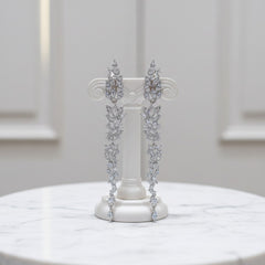 CUBIC ZIRCONIA COLLECTION - DAINTY STARLET CHANDELIER EARRINGS -SILVER (CZER437)