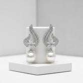 CUBIC ZIRCONIA COLLECTION - EXQUISITE PEARL EARRINGS - CZER439 SILVER