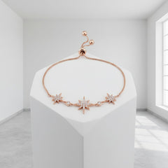 ATHENA COLLECTION - CRYSTAL STARBURST ADJUSTABLE BRACELET - CZBRA28 - ROSE GOLD
