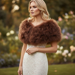 VINTAGE INSPIRED MARABOU FEATHER STOLE - CHOCOLATE BROWN (SG1)