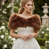 VINTAGE INSPIRED MARABOU FEATHER STOLE - CHOCOLATE BROWN (SG1)