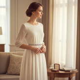 ATHENA COLLECTION - VINTAGE INSPIRED BRIDAL BELT 16 (IVORY )