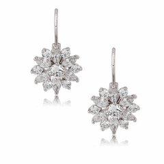 CUBIC ZIRCONIA - CRYSTAL SPARKLE EARRINGS - CZER382 SILVER