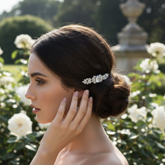 CZ COLLECTION - VINTAGE INSPIRED CRYSTAL CLIP - SILVER (CLIP 734)