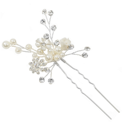 ATHENA COLLECTION - ETERNALLY PEARL HAIR PIN - PIN 36 SILVER