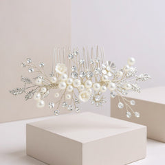 ATHENA COLLECTION - ETERNALLY PEARL HAIR COMB - HC160 SILVER