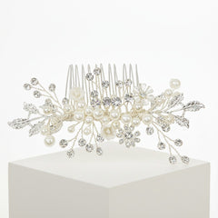ATHENA COLLECTION - ETERNALLY PEARL HAIR COMB - HC160 SILVER