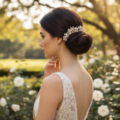 ATHENA COLLECTION - CLASSIC PEARL HAIR COMB - HC162 ROSE GOLD