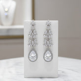 CZ COLLECTION - SPARKLING GLAMOUR EARRINGS - CZER444 SILVER