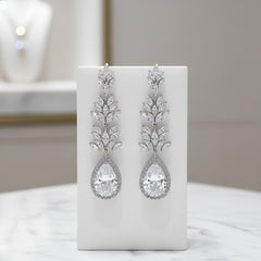 CZ COLLECTION - SPARKLING GLAMOUR EARRINGS - CZER444 SILVER