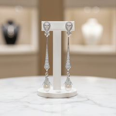 CUBIC ZIRCONIA COLLECTION - GLITZY PEARL CLIP ON EARRINGS - CZER446 (CLIP-ON)