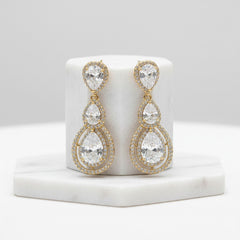 CUBIC ZIRCONIA COLLECTION - CRYSTAL TREASURE EARRINGS - CZER430 GOLD