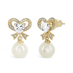 CUBIC ZIRCONIA COLLECTION - ETERNAL PEARL EARRINGS - CZ335 GOLD