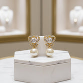 CUBIC ZIRCONIA COLLECTION - ETERNAL PEARL EARRINGS - CZ335 GOLD