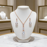 CUBIC ZIRCONIA - BRIDAL NECKLACE SET - NK1 ROSE GOLD