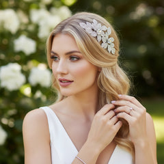 ATHENA COLLECTION - VINTAGE SPARKLE HAIR COMB - HC168 SILVER