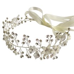 ATHENA COLLECTION - CRYSTAL ELEGANCE HAIR VINE - HP152 SILVER