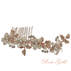 ATHENA COLLECTION - FLORAL ROMANCE HAIR COMB - HC169 ROSE GOLD