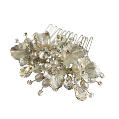 ATHENA COLLECTION - FLORAL ROMANCE CHIC HAIR COMB - HC170 SILVER