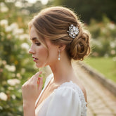 ATHENA COLLECTION - FLORAL ROMANCE CHIC HAIR COMB - HC170 SILVER