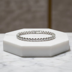 CUBIC ZIRCONIA COLLECTION - SHIMMERING CRYSTAL BRACELET - (CZBRA32) SILVER