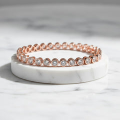 CUBIC ZIRCONIA COLLECTION - SHIMMERING CRYSTAL BRACELET - (CZBRA32) ROSE GOLD