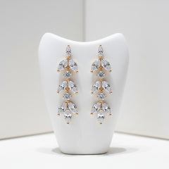CUBIC ZIRCONIA COLLECTION - DAINTY DROP SPARKLE EARRINGS - CZER452 GOLD
